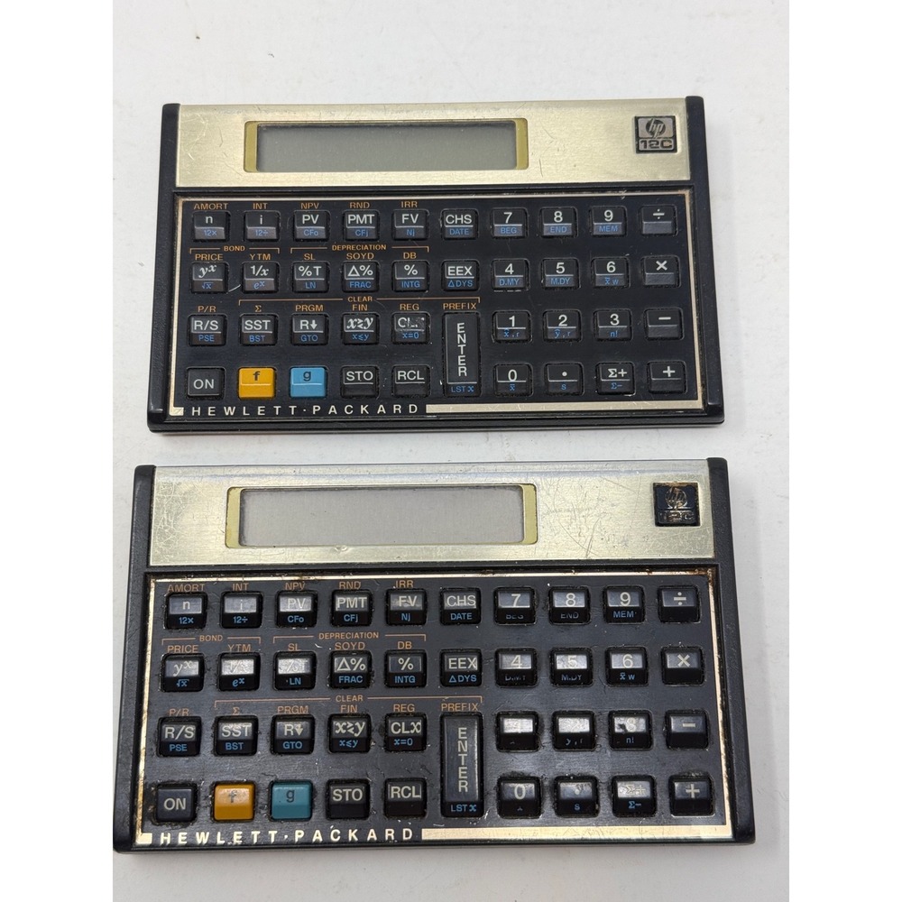 Lot of 2 HP 12C Financial Calculators Hewlett Packard Vintage Business Finance